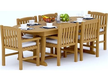 Teak Smith 7 Pieces Mas 94" Oval Dining Set with Cushions TES94MASOVALDINSET10