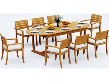 Teak Smith 9 Piece Mas  94" Oval Dining Set TES94MASOVALWITHTRAVORACHRDINSET4