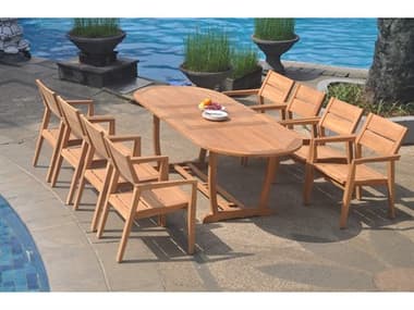 Teak Smith 9 Pieces Mas 94" Oval Dining Set TES94MASOVALWITHVELLORECHRDINSET10