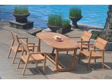 Teak Smith 5 Pieces Mas 94" Oval Dining Set TES94MASOVALWITHVELLORECHRDINSET11