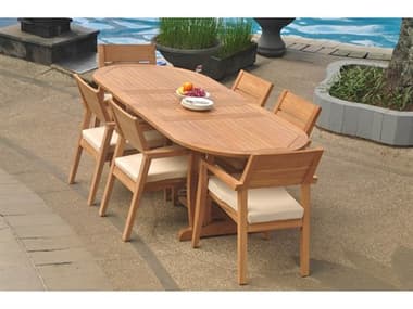 Teak Smith 7 Pieces Mas 94" Oval Dining Set TES94MASOVALWITHVELLORECHRDINSET2