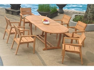 Teak Smith 7 Pieces Mas 94" Oval Dining Set TES94MASOVALWITHVELLORECHRDINSET5