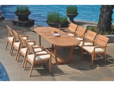 Teak Smith 9 Pieces Mas 94" Oval Dining Set TES94MASOVALWITHVELLORECHRDINSET7