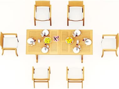 Teak Smith 7 Pieces Mas 94" Rectangular Dining Set TES94MASRECTWITHTRAVORACHRDINSET2