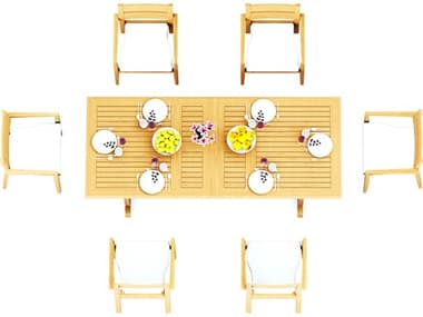Teak Smith 7 Pieces Mas 94" Rectangular Dining Set TES94MASRECTWITHVELLORECHRDINSET2