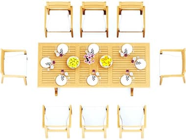 Teak Smith 9 Pieces Mas 94" Rectangular Dining Set TES94MASRECTWITHVELLORECHRDINSET3
