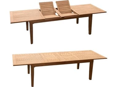 Teak Smith Caranas Extra Large Double Extension 122" Rectangular Dining with Umbrella Hole TESCARANASTABLE