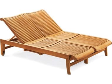 Teak Smith Giva Multi Position Sun Double Chaise Lounger Steamer with slide out Tray TESGIVADOUBLECHAISELOUNGER