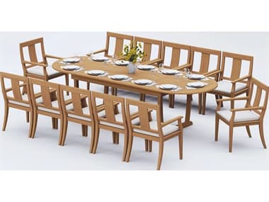 Teak Smith 13 Pieces 118" Mas Oval Dining Set TESMASOVALDININGSET6