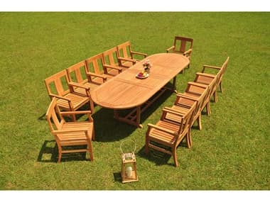 Teak Smith 13 Pieces 118" Mas Oval Dining Set TESMASOVALDININGSET8