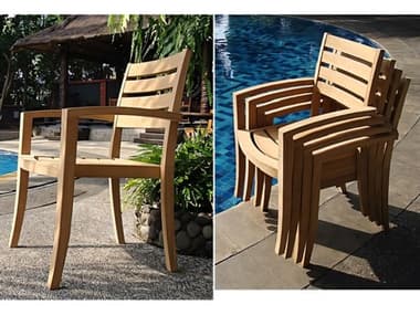 Teak Smith Travota Stacking Captain Dining Arm Chair TESTRAVOTA