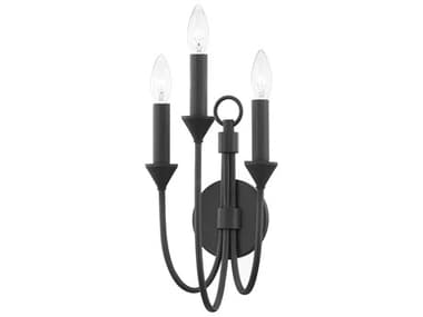 Troy Lighting Cate 17" Tall 3-Light Forged Iron Black Wall Sconce TLB1003FOR