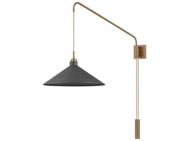 Troy Lighting Conor 1-Light Patina Brass Graphite Swing Wall Sconce TLB2936PBRGRA
