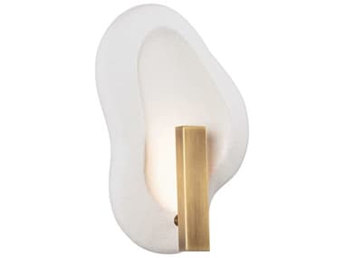 Troy Lighting Chandler Mclellan Jura 1-Light Patina Brass Ceramic Rustic Shell White Wall Sconce TLB3915PBRCRH