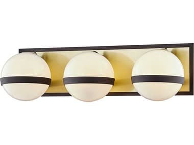 Troy Lighting Ace 19&quot; Wide 3-Light Textured Bronze Brushed Brass Glass Vanity Light TLB7473