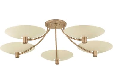 Troy Lighting Wolfe 5-Light Patina Brass Soft Sand Bowl Semi Flush Mount TLC1160PBRSSD