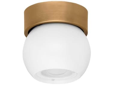 Troy Lighting Odin 1-Light Patina Brass Soft White Globe Flush Mount TLC1406PBRSWH