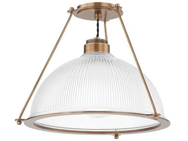 Troy Lighting Glint 17" 1-Light Patina Brass Glass Dome Semi Flush Mount TLC2118PBR