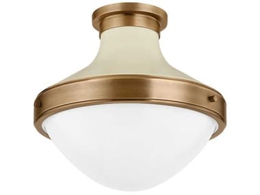 Troy Lighting Maxton 13" 1-Light Patina Brass Soft Sand Bowl Flush Mount TLC3113PBRSSD