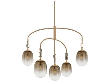 Troy Lighting Harvey 5-Light Patina Brass Tiered Chandelier TLF2542PBR
