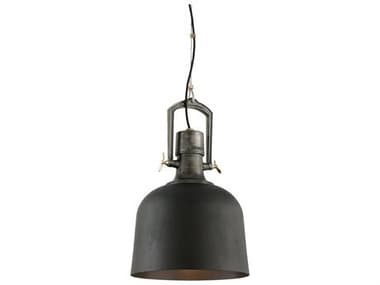 Troy Lighting Hangar 31 15" 1-Light Old Silver With Aged Brass Accents Bell Pendant TLF3546
