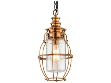 Troy Lighting Little Harbor Aged Brass With Forged Black Accents 8'' Wide Outdoor Hanging Light TLF3578