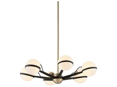 Troy Lighting Ace 27" Wide 6-Light Textured Bronze And Brushed Brass Glass Globe Chandelier TLF5303