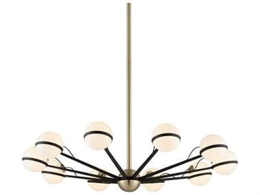 Troy Lighting Ace 50" Wide 10-Light Textured Bronze And Brushed Brass Glass Globe Chandelier TLF5306