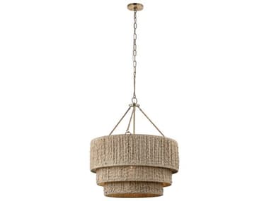 Troy Lighting Reza 1-Light Patina Brass Gray Round Tiered Pendant TLF5924PBR