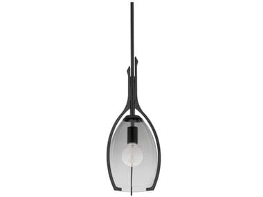 Troy Lighting Pacifica 9" 1-Light Forged Iron Black Glass Mini Pendant TLF8309FOR