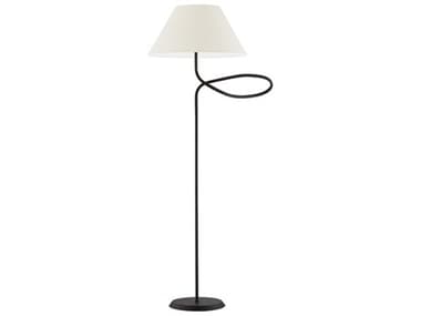 Troy Lighting Alameda 67" Tall Forged Iron Off White Mds Paper Black Floor Lamp TLPFL1868FOR