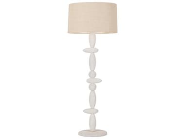 Troy Lighting Chandler Mclellan Cullen Vintage Gold Leaf Ceramic Gypsum Clay Natural Woven Saguran White Floor Lamp TLPFL5564VGLCGL