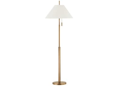Troy Lighting Clic 69" Tall Patina Brass Linen Floor Lamp TLPFL5769PBR
