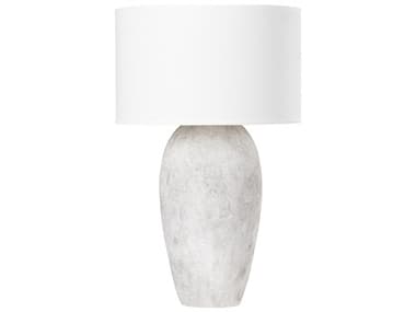 Troy Lighting Zeke Ceramic Weathered Grey Off White Linen Buffet Lamp TLPTL1020CWG