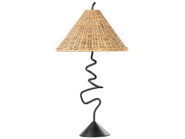 Troy Lighting Alaric Forged Iron Natural Rattan Black Buffet Lamp TLPTL1026FOR