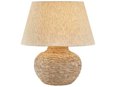 Troy Lighting Malik Patina Brass Natural Linen Fabric Brown Table Lamp TLPTL2322PBR