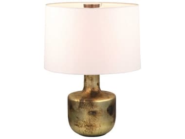 Troy Lighting Terron Patina Brass White Linen Fabric Table Lamp TLPTL5128PBR