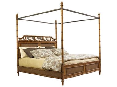 Tommy Bahama West Indies Bed 6/6 King Brown Bamboo Wood Poster TO010531164C