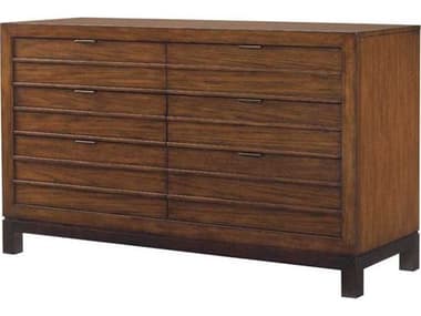 Tommy Bahama Ocean Club Palm Bay 56" Wide 6-Drawers Brown Solid Wood Double Dress TO010536222