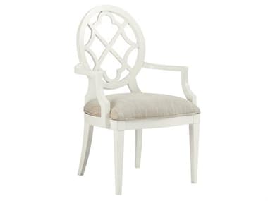 Tommy Bahama Ivory Key White Fabric Upholstered Mill Creek Arm Dining Chair TO01054388140