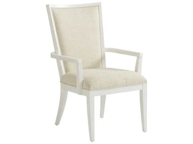 Tommy Bahama Ocean Breeze Sea Winds Solid Wood Beige Fabric Upholstered Arm Dining Chair TO01057088301