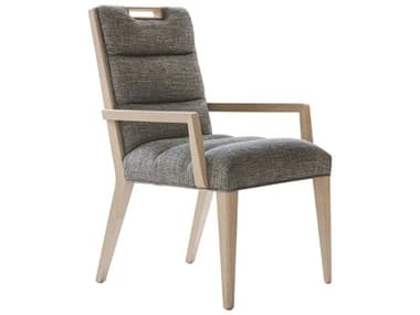 Tommy Bahama Sunset Key Aiden Channeled Fabric Gray Upholstered Arm Dining Chair TO01057888341