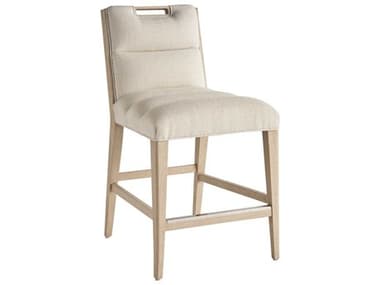 Tommy Bahama Greer Channeled Upholstered Counter Stool Sand Drift Fabric Oak Wood TO01057889501