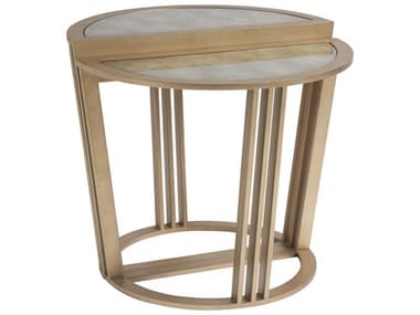 Tommy Bahama Sunset Key Brooke Bunching 26" Round Glass Burnished Silver Leaf Sand Drift End Table TO010578951