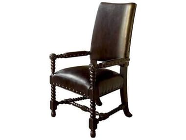 Tommy Bahama Kingstown Edwards Leather Solid Wood Brown Upholstered Arm Dining Chair TO01061988501