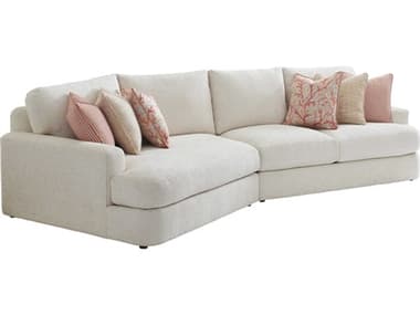 Tommy Bahama Palm Desert 133" Wide White Fabric Upholstered LAF Lansing Sectional Sofa TO01729550S42