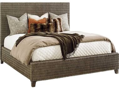 Tommy Bahama Cypress Point Driftwood Isle Woven Platform Gray Rattan Wood Queen Bed TO562133C