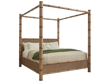 Tommy Bahama Key Biscayne Brown Bamboo Wood Queen Poster Bed TO579173C