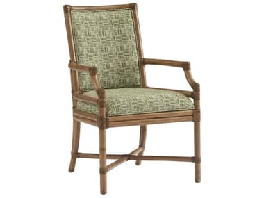 Tommy Bahama Key Biscayne Rattan Green Upholstered Arm Dining Chair TO57988340