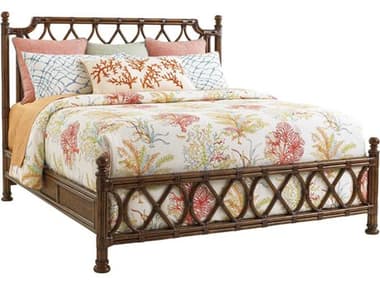 Tommy Bahama Bali Hai Island Breeze Rattan Brown Solid Wood Queen Poster Bed TO593133C